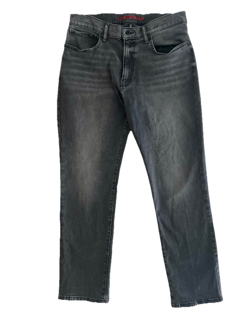 Lucky Brand 223 Straight Jeans Mens 33x32 Faded Grey Black Wash Stretch Denim
